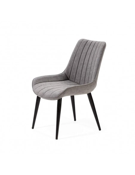 Silla de comedor GYM, polipiel patas metálicas en negro.