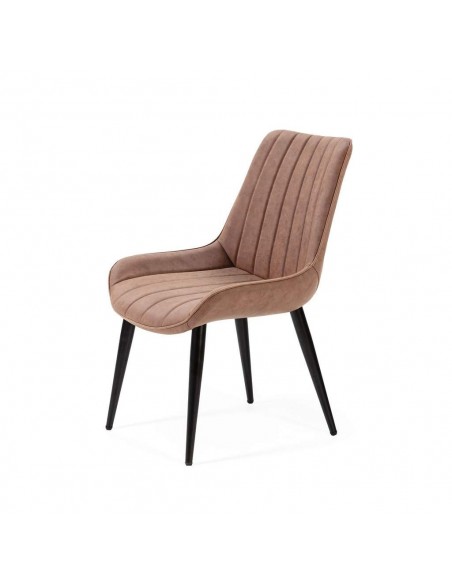 Silla de comedor GYM, polipiel patas metálicas en negro.