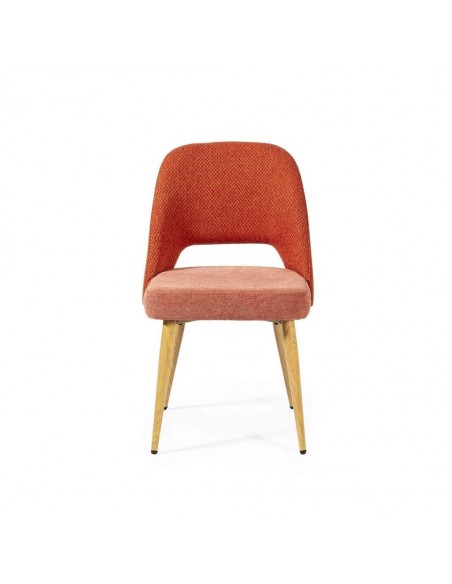 Cadeira de jantar MOCCIA em tecido combinado, pernas em metal símil madeira