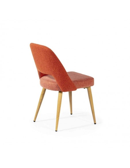 Silla de comedor en tejido combinado MOCCIA, patas metálicas simil madera