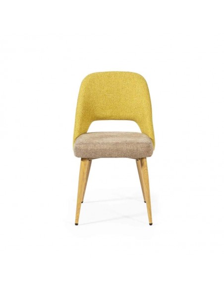 Silla de comedor en tejido combinado MOCCIA, patas metálicas simil madera