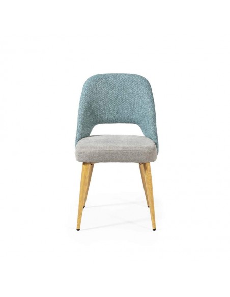 Cadeira de jantar MOCCIA em tecido combinado, pernas em metal símil madeira