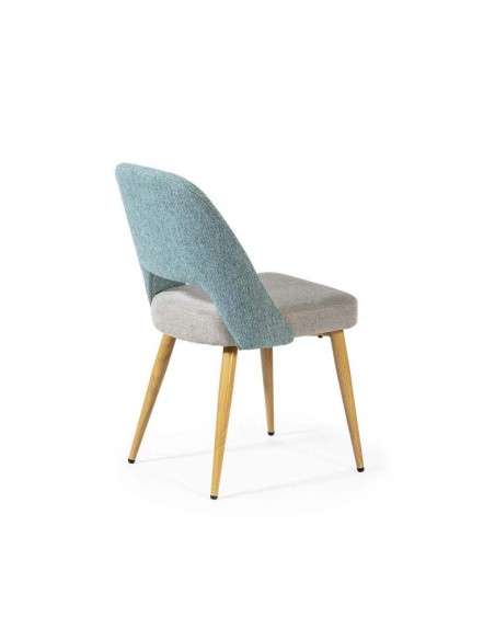 Silla de comedor en tejido combinado MOCCIA, patas metálicas simil madera