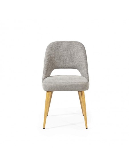 Silla de comedor en tejido combinado MOCCIA, patas metálicas simil madera