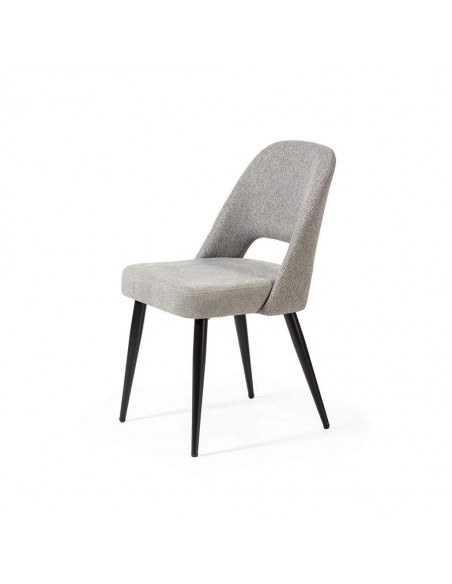Cadeira de jantar MOCCIA em tecido combinado, pernas em metal cor preto.