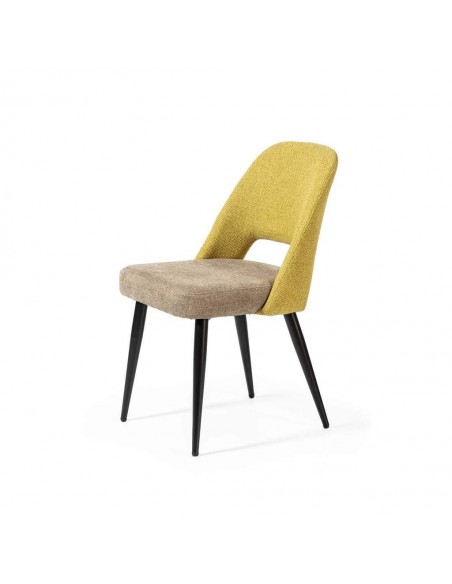 Silla de comedor en tejido combinado MOCCIA, patas metálicas en negro.