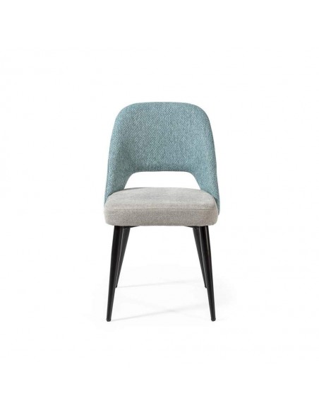 Cadeira de jantar MOCCIA em tecido combinado, pernas em metal cor preto.