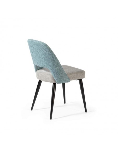 Cadeira de jantar MOCCIA em tecido combinado, pernas em metal cor preto.