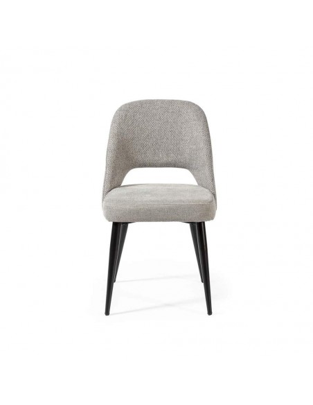 Cadeira de jantar MOCCIA em tecido combinado, pernas em metal cor preto.