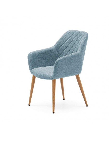 Silla de comedor con brazos NINA, tela y patas de metal roble