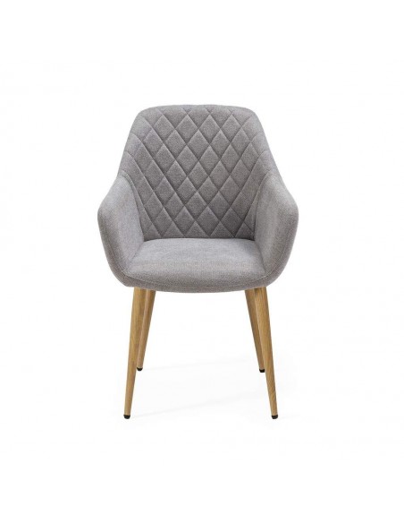 Cadeira de jantar NINA com braços, tecido e pernas de metal roble