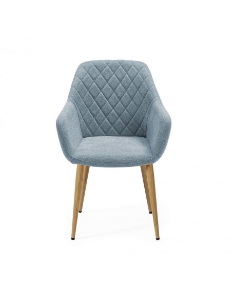 Silla de comedor con brazos NINA, tela y patas de metal roble