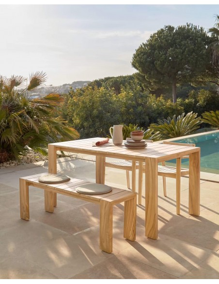 Mesa de exterior Victoire 200 x 100 cm, madera maciza de teca.