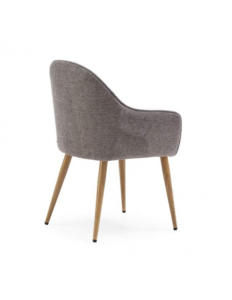 Silla de comedor con brazos ASLAD tejido combinado, patas metálicas roble