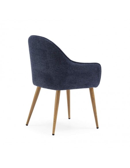 Silla de comedor con brazos ASLAD tejido combinado, patas metálicas roble