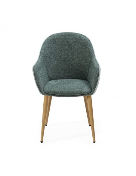 Silla de comedor con brazos ASLAD tejido combinado, patas metálicas roble