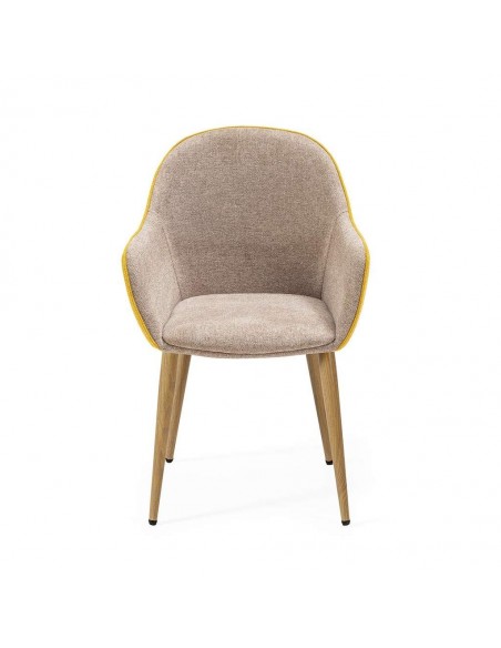Cadeira de jantar com braços ASLAD tecido combinado, pernas de metal.
