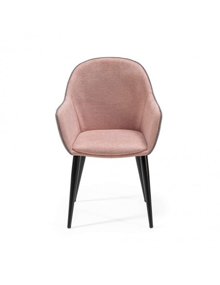 Cadeira de jantar com braços ASLAD tecido combinado, pernas de metal cor preto.