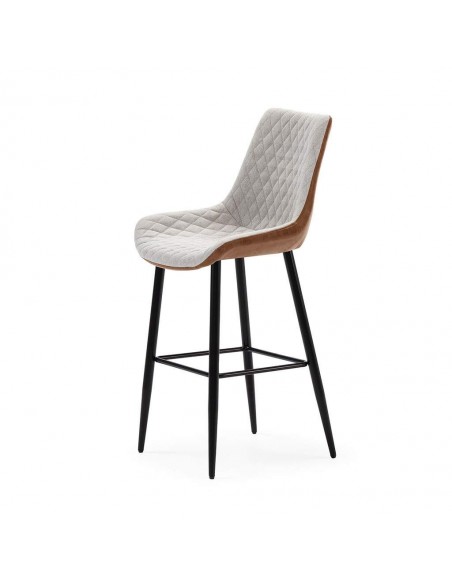 Banco SAIDI combinado em tecido e couro sintético, metal preto