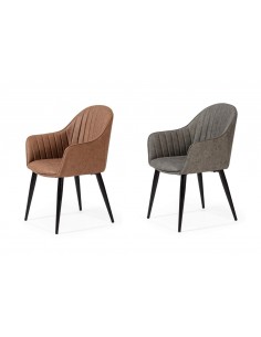 Silla de comedor con brazos ASLAD polipiel, patas...