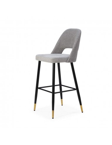Banqueta em tecido combinado MOCCIA, pernas em metal cor preto e ouro.