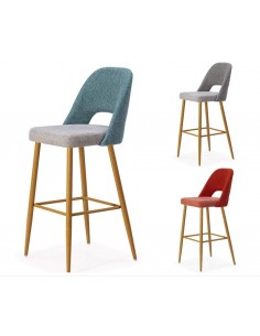 Taburete en tejido combinado MOCCIA, patas metálicas...