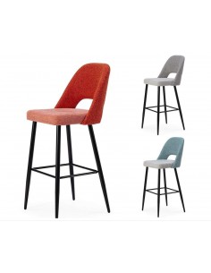 Taburete en tejido combinado MOCCIA, patas metálicas en...