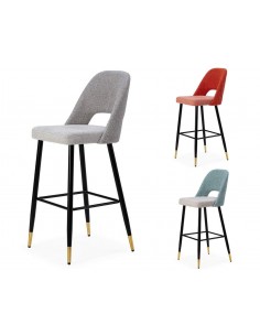 Taburete en tejido combinado MOCCIA, patas metálicas en...