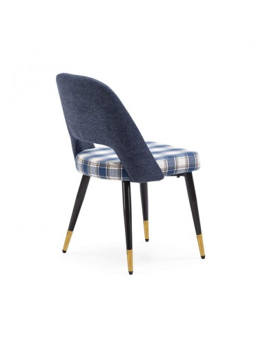 Silla de comedor en tejido de cuadros combinado...