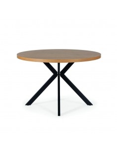Mesa de comedor de diseño GALA 120 cm. Roble, metal negro. 2