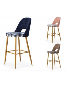 Taburete en tejido de cuadros combinado MOCCIA, patas...