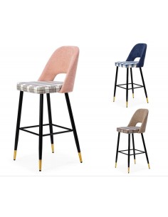 Taburete en tejido de cuadros combinado MOCCIA, patas...