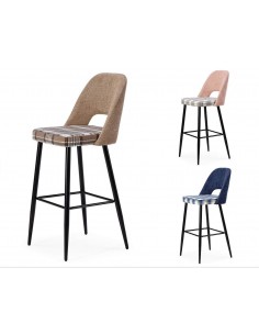 Taburete en tejido de cuadros combinado MOCCIA, patas...