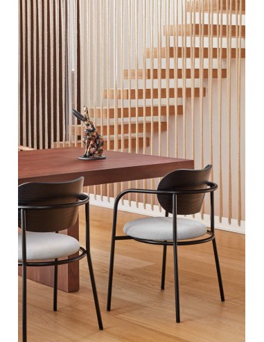 SILLA TEULAT ECLIPSE, madera NEGRA y tejido GRIS