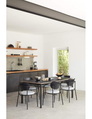 SILLA TEULAT ECLIPSE, madera NEGRA y tejido GRIS