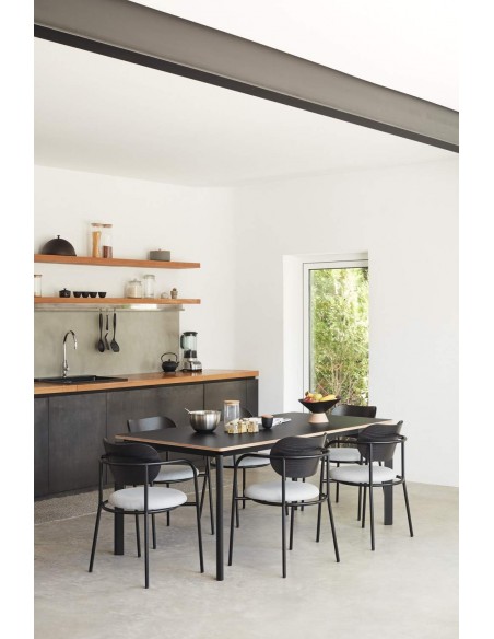 SILLA TEULAT ECLIPSE, madera NEGRA y tejido GRIS