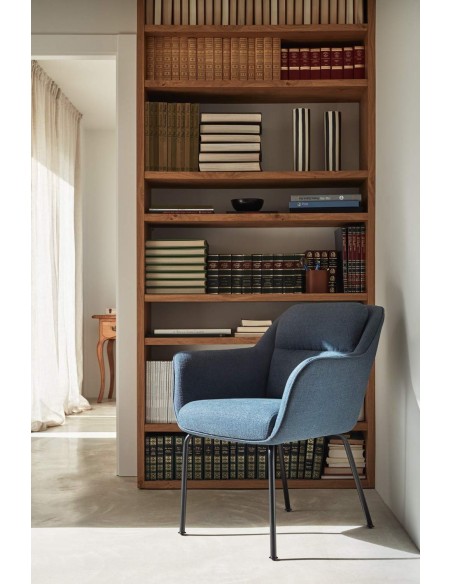 Teulat silla de diseño sadira, tejido AZUL y patas metálicas en negro