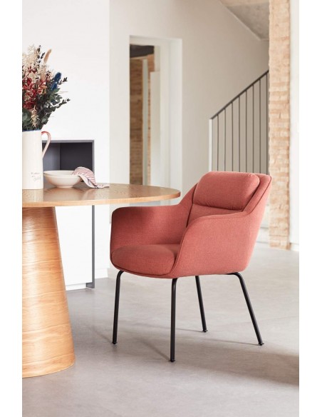 Teulat silla de diseño sadira, tejido coral y patas metálicas en negro