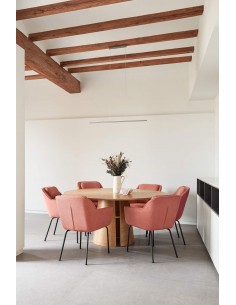 TEULAT CADEIRA DE DESIGN SADIRA, TECIDO CORAL E METAL PRETO 2