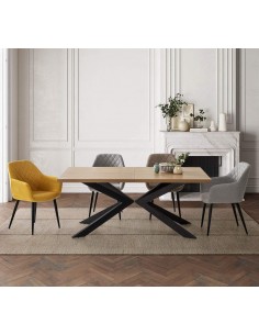 MESA EXTENSIBLE KAREM 180-240 x 100, Roble y patas metal... 2
