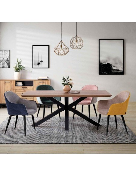 MESA DE COMEDOR KREM 180 x 92. Nogal y patas metal Negro.