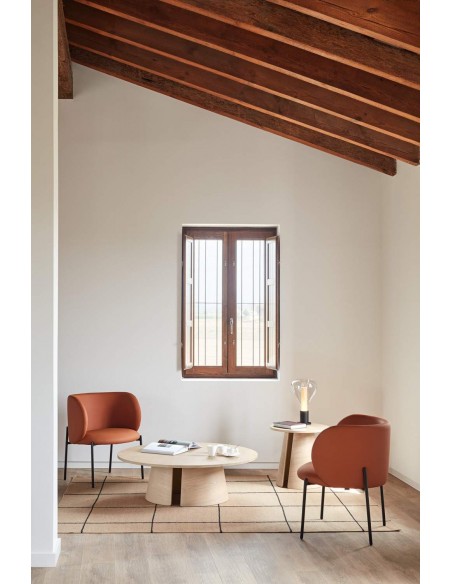 MESA DE CENTRO REDONDO TEULAT CEP 110, COR FRESNO NATURAL CLARO.