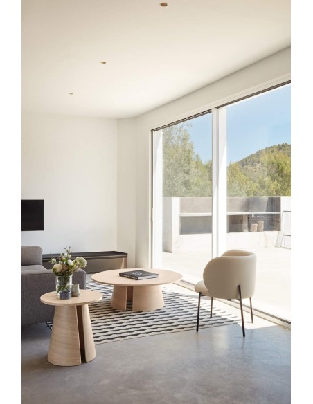 MESA DE CENTRO REDONDO TEULAT CEP 110, COR FRESNO NATURAL CLARO.