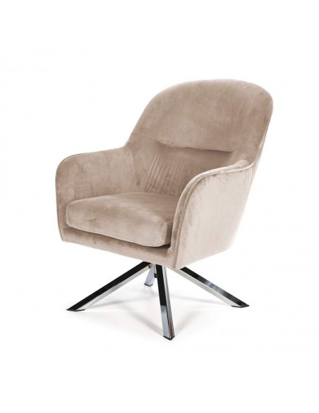 Sillón giratorio de Terciopelo CLYDE con patas de acero cromado.