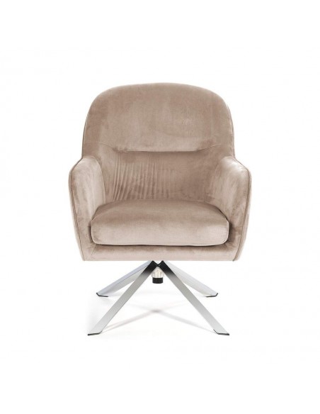 Sillón giratorio de Terciopelo CLYDE con patas de acero cromado.
