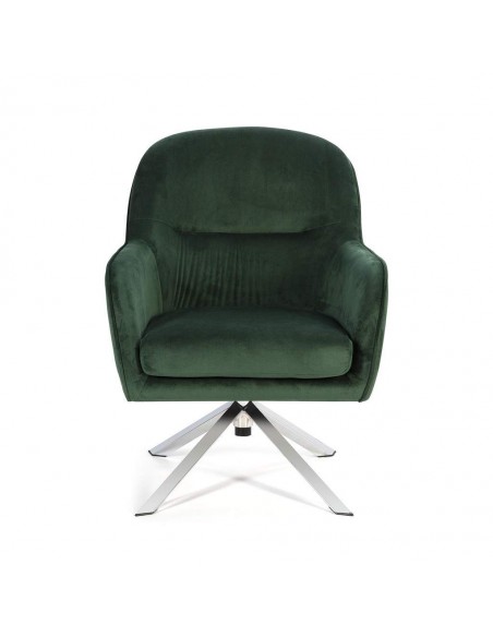 Sillón giratorio de Terciopelo CLYDE con patas de acero cromado.