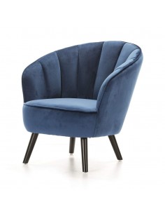 Butaca de terciopelo Concha patas de madera en negro. 2