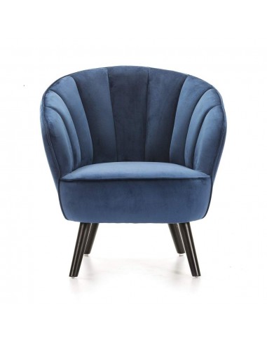 Poltrona de veludo CONCHA com pernas de madeira...