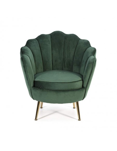 Butaca de terciopelo OSTRA patas metalicas en dorado.