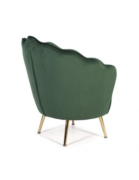 Poltrona de veludo OSTRA com pernas de metal dourado.